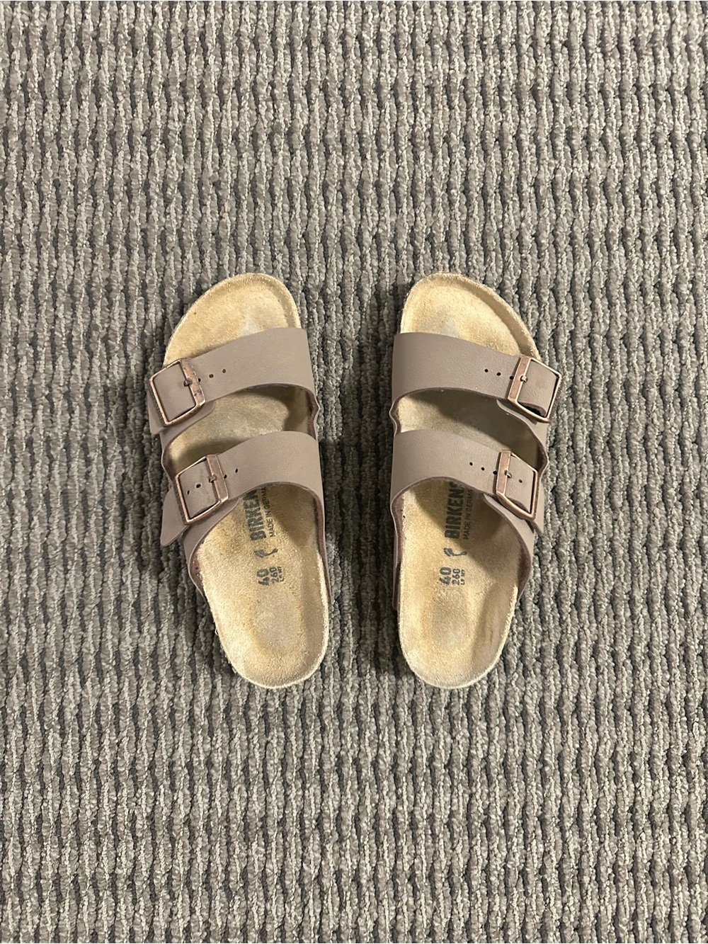 Birkenstock Arizona Two-Strap Slide Sandals in Taupe
